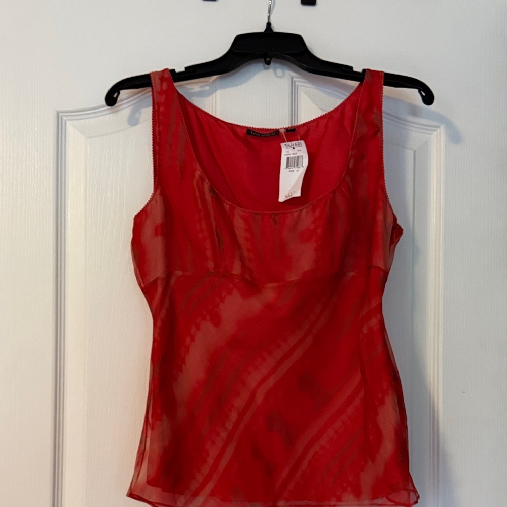 Red Sheer Sleeveless Top